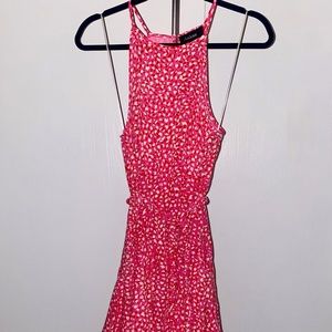 Aakaa Polka Dot Pink Mini Dress with Rope Belt